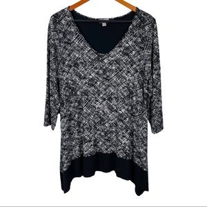 ❗️J Jill Wearever Tunic Top Black Large 3/4 Sleeve Casual Stretch Career